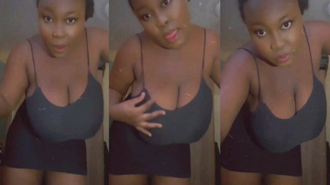 Sweet lady shows off her heavy chest to the universe (Video)